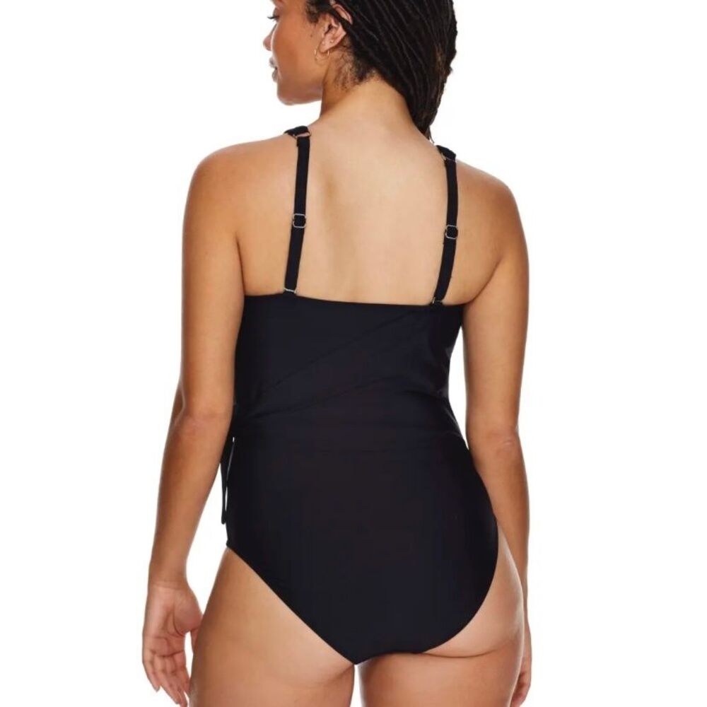 Birdsong Bondi Wrap Underwire One Piece Black Swimsuit V Neck‎ Womens 14 D/DD - Picture 3 of 13
